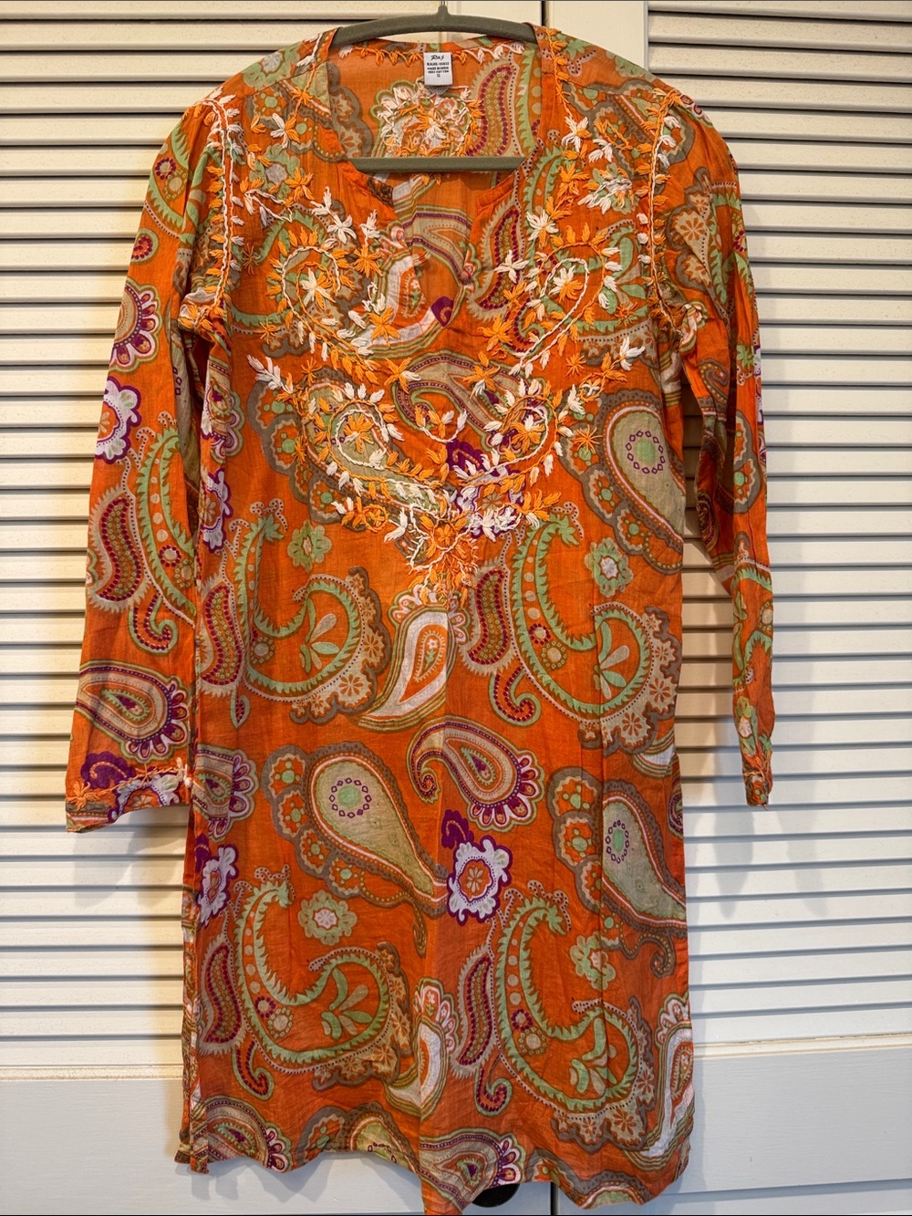 Raj Orange Paisley Embroidered Tunic